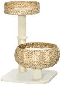 PawHut Arbre à chat griffoir 2 nivele înălțime 72 cm stâlp sisal cu cuib și platformă 1 minge agățată | Aosom Romania