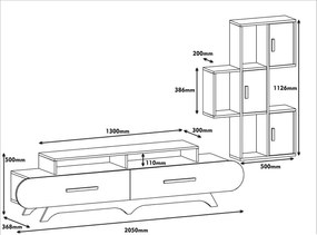 Comoda TV, Hanah Home, Flora S, 205x50x36.8 cm, Maro/Crem