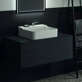 Dulap baza suspendat Ideal Standard Atelier Conca finisaj stejar inchis 1 sertar si blat cu decupaj central 100 cm