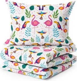 Lenjerie de pat din bumbac pentru patut TROPICAL FLAMINGO alb Dimensiune lenjerie de pat: 45 x 65 cm | 90 x 135 cm