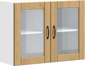 vidaXL Dulap bucătărie cu ușă sticlă Lucca lemn de stejar artificial
