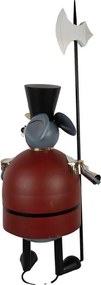 Figurină decorativă șoarece soldat din metal gri, 50x37x127 cm