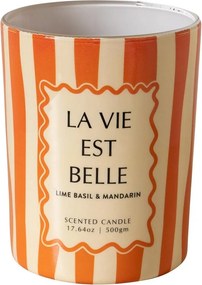 Lumânare portocalie «La vie est belle» – parfum de mandarină și busuioc
