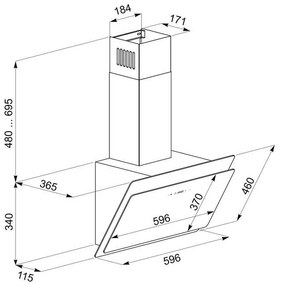 Hota Decorativa Tornado Notos 1200 (60), 1 motor, latime 60 cm, 4 viteze, absorbtie 1200 m3/ora, Alb