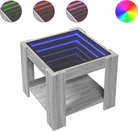 vidaXL Măsuță de cafea cu LED gri sonoma 53x53x45 cm lemn prelucrat