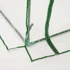 Outsunny Tunel de oțel pentru grădină cu seră și capac din PVC, 200x100x80 cm, transparent și verde | Aosom Romania