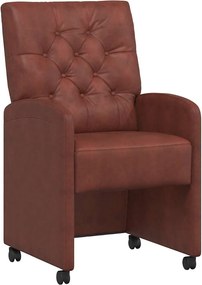 vidaXL Scaune de dining cu roți 2 pcs Maro lucios 58 x 67 x 97 cm
