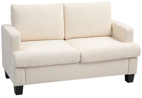HOMCOM Canapé 2 locuri 120 cm cu perne de spătar detașabile, catifea pentru sufragerie, dormitor, birou, bej | Aosom Romania