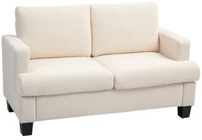 HOMCOM Canapé 2 locuri 120 cm cu perne de spătar detașabile, catifea pentru sufragerie, dormitor, birou, bej | Aosom Romania