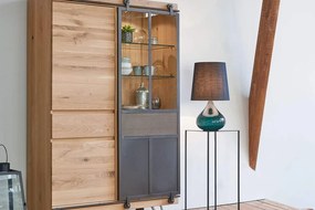 Vitrină lemn masiv Fusion Personalizabilă, 180 × 45 × 115 cm - Tabac