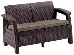 Set de mobilier de grădină Corfu, culoare maro, cu perne taupe calde