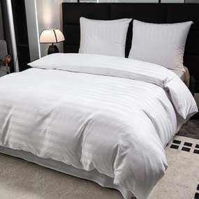 Lenjerie de pat hoteliera din microfibra JASMINE alba - dunga 2 cm Dimensiune lenjerie de pat: 70 x 90 cm | 140 x 200 cm