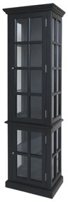 Vitrina din lemn masiv si furnir, negru, cu 2 usi si rafturi, aspect rustic, Marseille