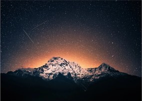 Tablou pe sticlă cu cerul nocturn cu munți (70x50 cm)