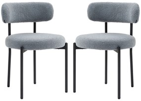 HOMCOM Set de 2 scaune de masă cu spătar din material picioare din oțel 51 x 51 x 76 cm gri | Aosom Romania