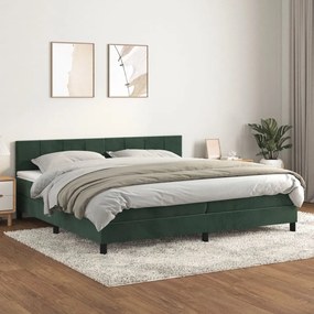 3141326 vidaXL Pat box spring cu saltea, verde închis, 200x200 cm, catifea