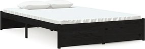 vidaXL Cadru de pat mic dublu, negru, 120x190 cm, lemn masiv