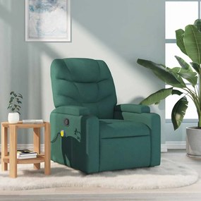 vidaXL Fotoliu de masaj rabatabil, verde închis, material textil