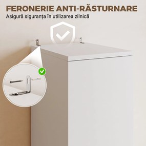 HOMCOM Dulap cu Bară pentru Haine și Sertar pentru Dormitor, Alb | Aosom Romania
