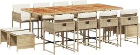 vidaXL Set mobilier de grădină cu perne, 13 piese, bej, poliratan