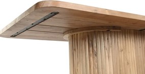 Masă dining din lemn de acacia, natur, 10 locuri, cu picior central, 76 x 200 x 100 cm, „Brindle”