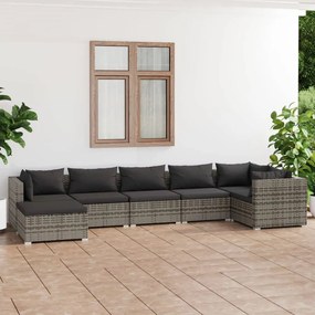 3101829 vidaXL Set mobilier de grădină cu perne, 7 piese, gri, poliratan