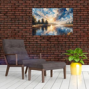 Tablou - Pictură cu soarele deasupra apei (90x60 cm)