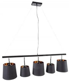 Lustra suspendata cu 5 surse de lumina Levels 100cm negru/ auriu