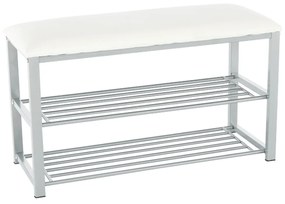 Bancuta cu spatiu de pantofi Langella alba 81/31/49 cm