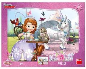 PUZZLE CU RAMA - PRINTESA SOFIA SI ORA CEAIULUI (12 PIESE) - DINO (303126)