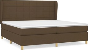 vidaXL Pat box spring cu saltea, maro închis, 200x200 cm, textil