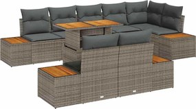vidaXL Set de canapele pentru grădină 9 pcs Gri Rattan poli