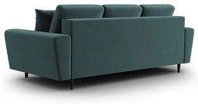 Canapea petrol extensibilă, cu spațiu de depozitare cu tapițerie din catifea 235 cm Kyoto – Cosmopolitan Design