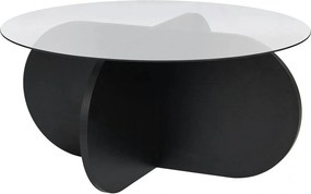 Masuta cafea AERIS, negru/fumuriu, PAL/sticla, 75x75x35 cm