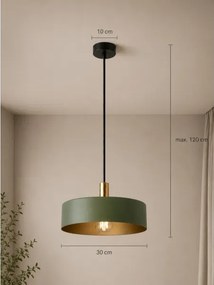 Lustră pe cablu HAKI 1xE27/60W/230V verde/crom lucios