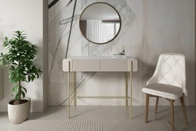 Masuta de toaleta Malmi 100 cm cu sertare - cashmir / crema bianca / picioare aurii