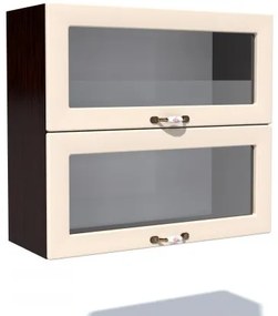 Corp superior vitrina 80 cu 2 usi orizontale Zebra MDF vanilie simplu