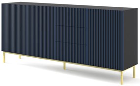 Comodă F 3D3S 200 Rowanna (Negru + albastru închis + Auriu). 1125074