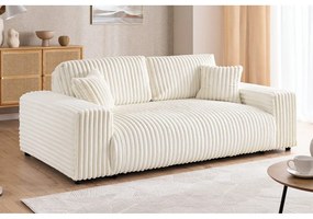 Canapea crem cu tapițerie din catifea reiată 178 cm Justin – Ropez