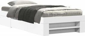 vidaXL Cadru de pat, alb, 90x200 cm, lemn prelucrat