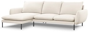 Coltar tapitat Vienna 5 locuri plusat/picioare negre – L255 x l170 x h95