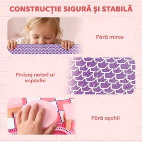 AIYAPLAY Căsuță din lemn pentru păpuși, pentru copii, 2 niveluri, 11 piese de mobilier și 2 păpuși, cadou 3-6 ani, roz | Aosom Romania