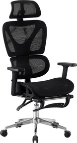 RESIGILAT- RIGACHAIR Scaun ergonomic, cotiere 2D, tetiera 2D, recliner 155°, suport picioare, Full Mesh, Negru