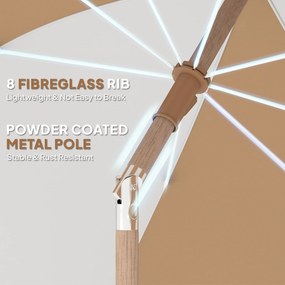 Outsunny Umbrelă de plajă cu franjuri Ø175 cm Umbrelă pentru terasă exterioară cu înălțime reglabilă Înclinare 30° Alb și Bej | Aosom Romania