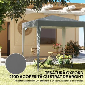 Outsunny Foișor Pliabil 2x2 m Pop Up cu 2 Uși, 2 Ferestre, 4 Pereți Detașabili, Foișor de Exterior cu Husă de Transport din Oțel și Țesătură Oxford, pentru Grădină, Petreceri, Camping, Gri | Aosom Romania