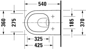 Set Vas WC suspendat cu capac soft close Duravit D-Neo Rimless 36x54 cm evacuare orizontala