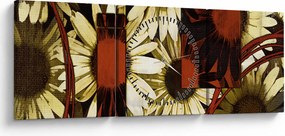 Tablou cu flori (cu ceas) (90x30 cm)