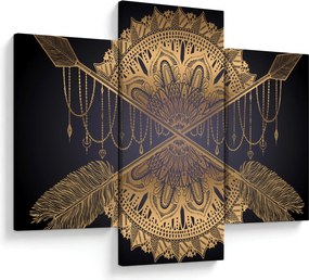 Tablou - Mandala aurie cu săgeți (90x60 cm)