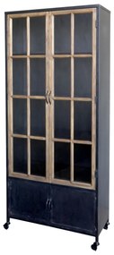 Vitrina din lemn de pin, cu aspect vintage, Antique Black