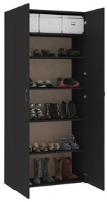 Pantofar, negru, 80x35,5x180 cm, PAL Negru, 1, Negru, 1